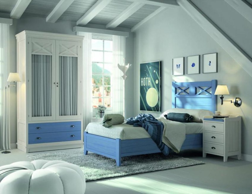 Dormitorio Balnco Azul | MUEBLES SERRANO